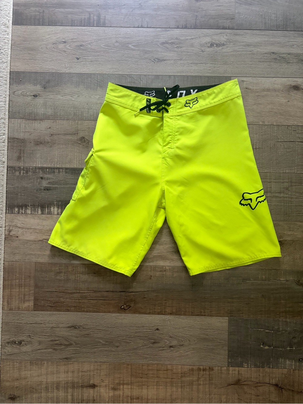 Fox Neon Yellow Boys Board Shorts with Black Drawcord